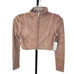 Urban Outfitters Women's Out From Under Fluffy  Zip Crop Sweater Size Small